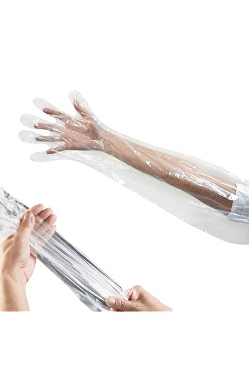 Generic BIGTHREE 50-Count Extra-Long Veterinary Gloves – Disposable Plastic Arm Sleeves for Animal Care & L