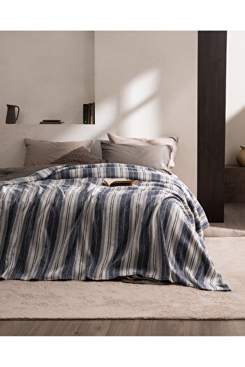 Madame Coco Nanny Double Blanket - Grey/Indigo