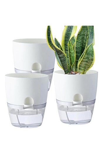 Generic Excefore Self Watering Plant Pots, 6 inch Orchid Flower Pots White Modern Decorative Plastic Plante