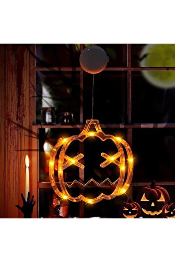 Generic Chielor Halloween decorations, Orange Pumpkin Shaped Window Lights with Suction Cup, Battery Hangin