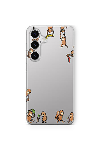 FLAMENKO Samsung Galaxy A35 Monkeys Pattern Transparent Phone Case