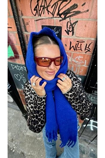 OX-RA Saxs Blue Scarf Soft Textured Shoulder Shawl
