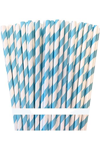 4basix Biodegradable Paper Straws (Pack of 100) - Baby Blue