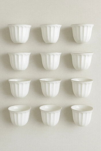 Urbanza White Arabic Coffee Cups with Golden Rim – Classic Ceramic Design