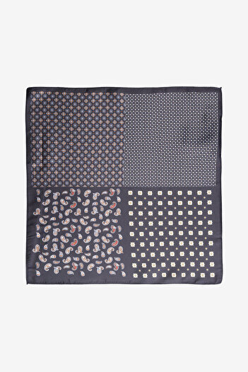 ALTINYILDIZ CLASSICS Men's Black-Orange Patterned Handkerchief