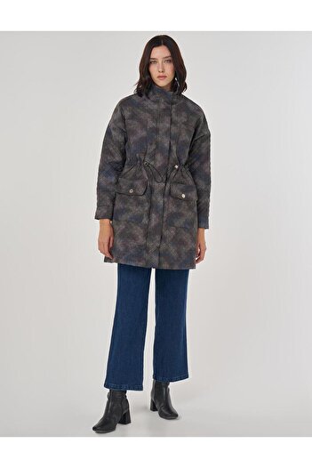 Kayra Camouflage Effect Quilted Coat Green