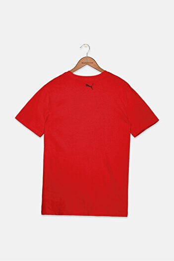 Puma Kids Boy Crew Neck Printed Short Sleeve T-shirts, Red