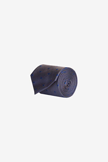 ALTINYILDIZ CLASSICS Men's Brown-Navy Blue Patterned Silk Tie