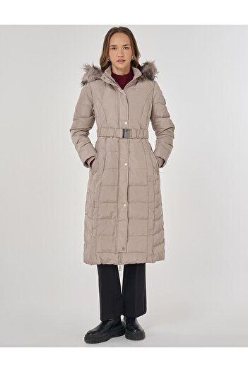 Kayra Faux Fur Goose down Filled Coat Stone