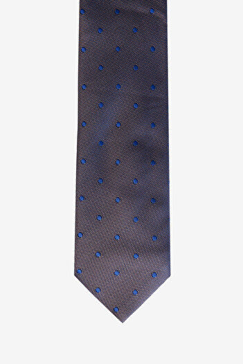 ALTINYILDIZ CLASSICS Men's Brown-Navy Blue Patterned Silk Tie