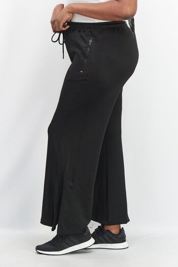 Tribe of 6 Women Regular Fit High Waist Wide Leg Track Pants, Black