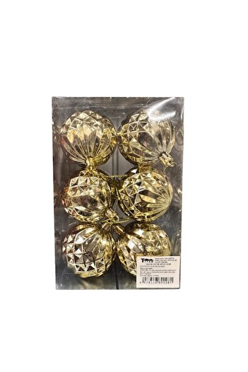 Clini Set of 6 gold baubles for the Christmas tree, 2x-0663, 6 cm