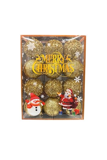 Clini Set of 12 golden baubles for Christmas tree, 4x-0855, 6cm