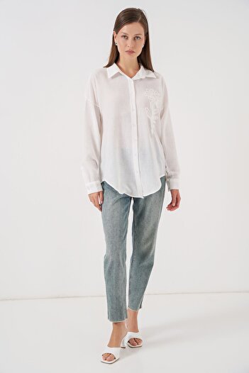 Hiccup Bdart Buttoned Embroidered Long Sleeve Shirt