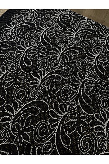 METERİAL Black and White Embroidered Sequin Lace Fabric – 135 cm Width |   A Piped K – Dress Material – Stylish Design Fabric