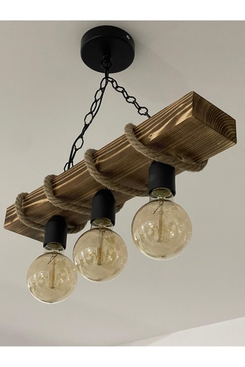 OEM Vintage wooden chandelier 3 bulbs Lord