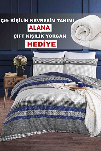 Güvenal Berry Double Size Duvet Cover Set and Comforter with Elastic Fitted Sheet |   Double Quilt Duvet Cover Set