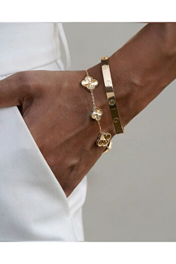 ElectraStore Love & Gold Flower Unisex Bracelet Set - C2891