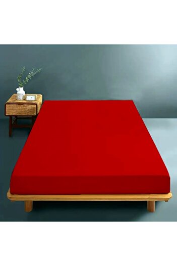 PATONE Fitted sheet, 180x200cm, cotton, red