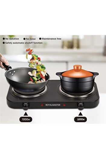 RADIOTRONICS Wtrtr Double Hot Plate 2000W Portable Electric Hob (Brown)