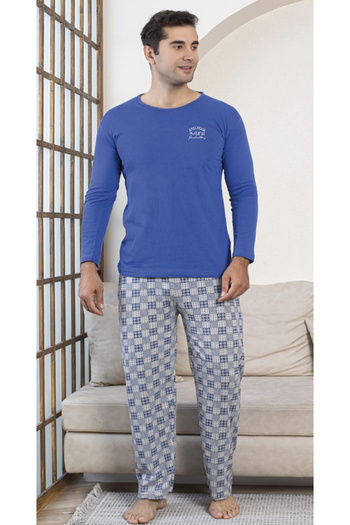 embody Men's cotton long pyjamas blue 16214