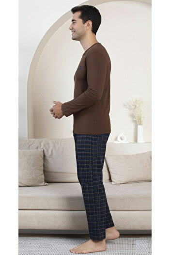 embody Men's cotton long pyjamas brown 16213