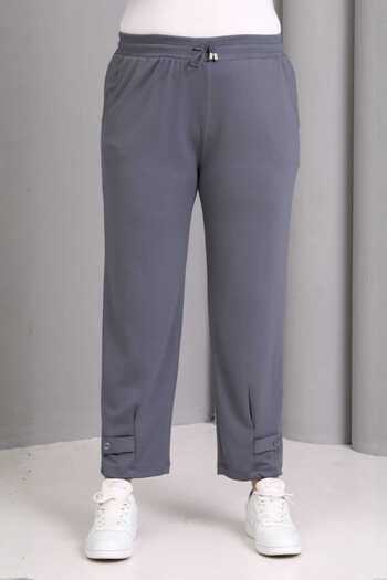 tarzımsüper Women's Plus Size Tie-Waist Button Detail Luxury Soft Stretchy Fabric Pants