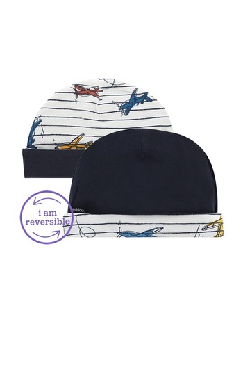 NOPPIES Arlington reversible hat with stripes and airplanes