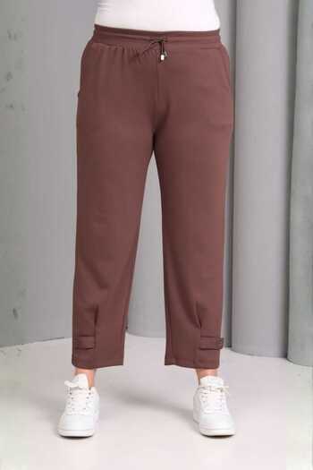 tarzımsüper Women's Plus Size Tie-Waist Button Detail Luxury Soft Stretchy Fabric Pants