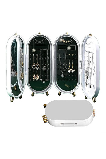 zola Jewelry organizer with mirror, foldable, cabinet model, white, 23 cm