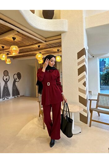 LİA TESETTÜR Lia Double Suit with Zipper Detail
