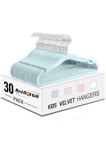 Generic Red Dot Gift® Pack of 30 Baby Velvet Clothes Hangers 30cm Heavy Duty Durable Kids Clothes Hangers (