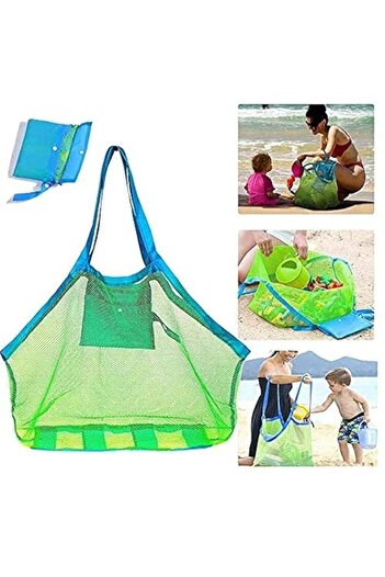 Generic Dailychic Large Portable Beach Mesh Bag Kids Toys Tote Bag Stay Away from Sand(with a bath toy duck