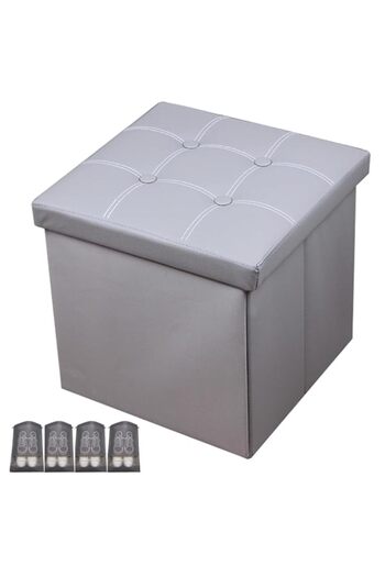 Generic Storage Ottoman Cube, Foldable Storage Boxes Footrest Step Stool, Padded Seat for Dorm Living Room