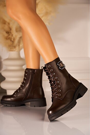 Joana Amayah Brown Faux Leather Fur Lined Boots