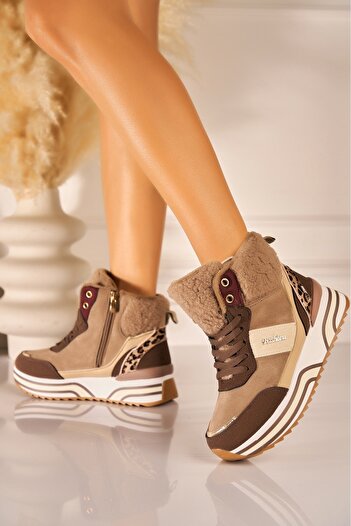Joana Savys Brown Faux Suede Fur Boots