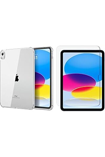 URBBKING 1+1 Tablet Case with 9H Tempered Glass for iPad 10th Gen 10.9 in - Transparent