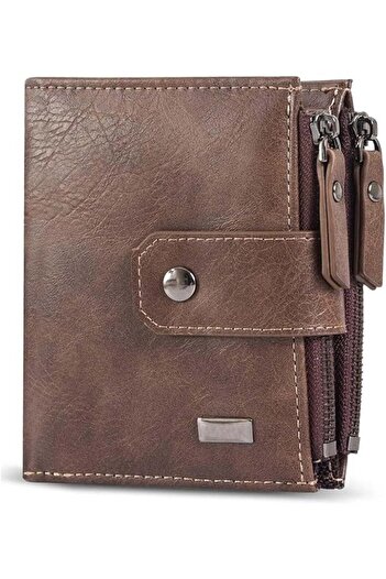 JOYZZZ Men Leather Bifold Wallet with Zipper Coin Pocket (RFID Blocking)