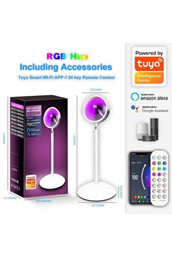 Bukela Smart LED Sunset Lamp – Wi‑Fi RGBIC, Music Sync (White)
