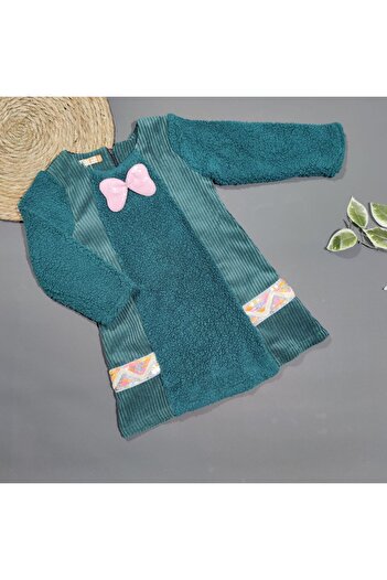 mj kids Lamb Velvet Girls' Dress with Wool Lining