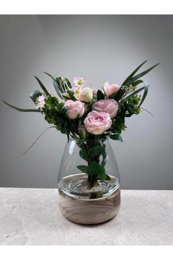 mzhrea Glass vase with wooden base