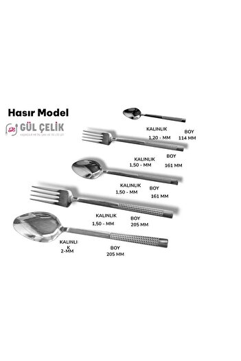 KAVEH 30 Parça 6 Kişilik Çatal Kaşık Seti Hasır Model Kutulu 18/0 Kalite