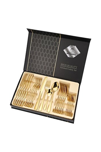 OEM 24-piece stainless steel cutlery set for 6 (6 knives, 6 spoons, 6 forks, 6 teaspoons), 40 x 25.5 x 5