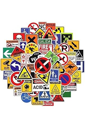 Generic Vinyl Warning Sign Stickers Pack (100 pcs) for Laptop, Car, Skateboard
