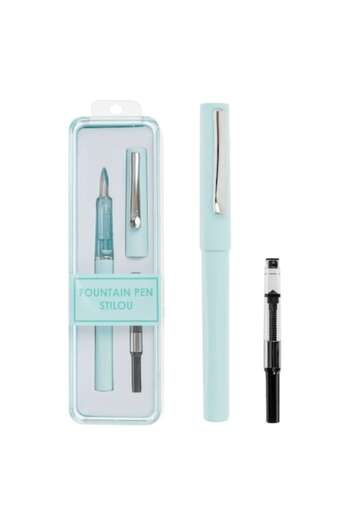 SHOPIENS Set Stilou Pastel, Bleu, Rezerva Cerneala, 2 Bucati