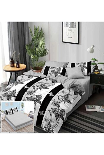 Pucioasa 6-piece elastic bed linen Grey Butterfly SX195