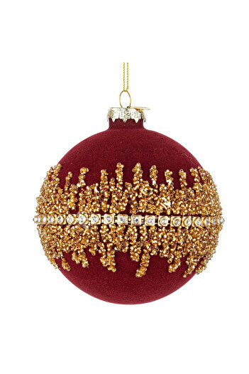 Bizzotto Set of 4 Luxury Dark Red Baubles D100