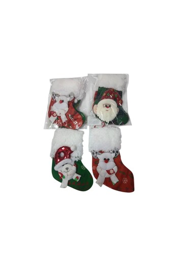 MİLKYADATOYS New Year's Decoration Tree Ornament Socks Snowman Teddy Bear Patterned Socks 2-Pack 17 X 10 cm Mixed Packs.