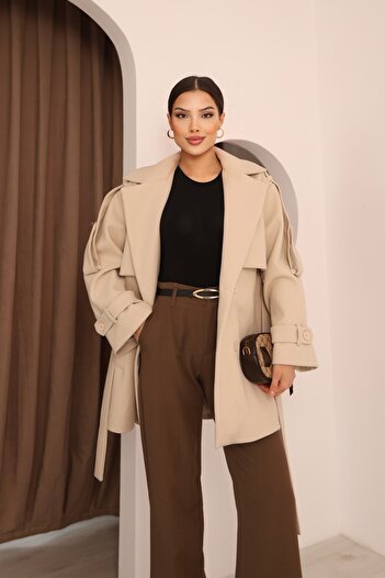Leo Ferre Women's Gray Cashmere Double-Breasted Collar Belted Coat. 1891.