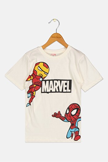 Marvel Kids Boy Graphic Print Short Sleeve T-Shirt, Off White